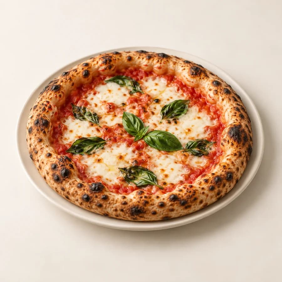Pizza italiana sobre un plato claro